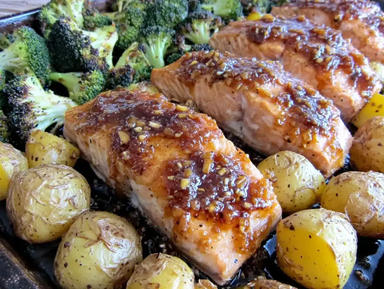 easy sheet pan honey garlic salmon preparation steps