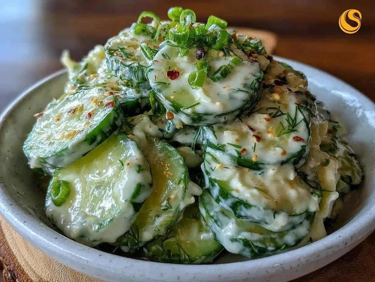 fresh creamy dill cucumber salad preparation steps