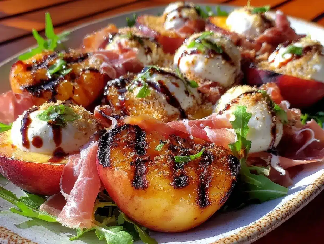 fresh grilled peach burrata salad preparation steps