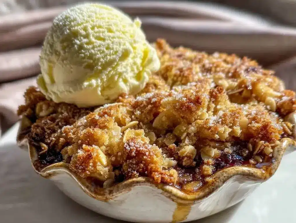 fresh peach crisp - featured image