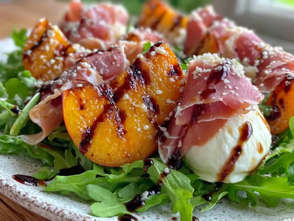 grilled peach and burrata salad - featured image