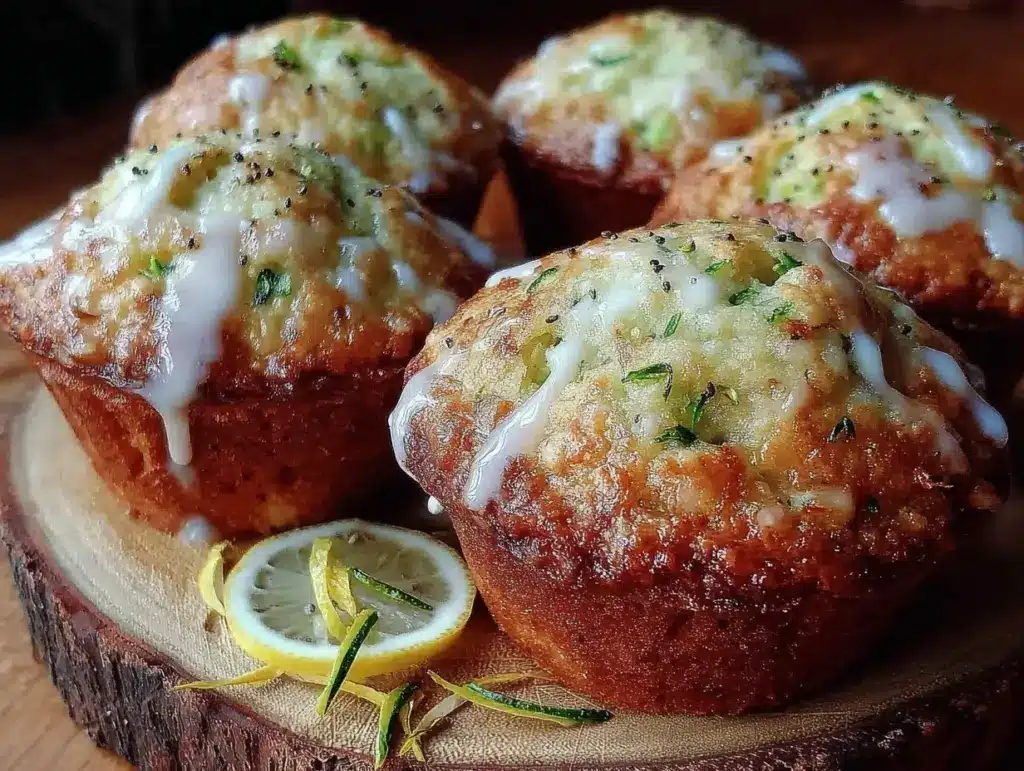 lemon glazed zucchini muffins - featured image