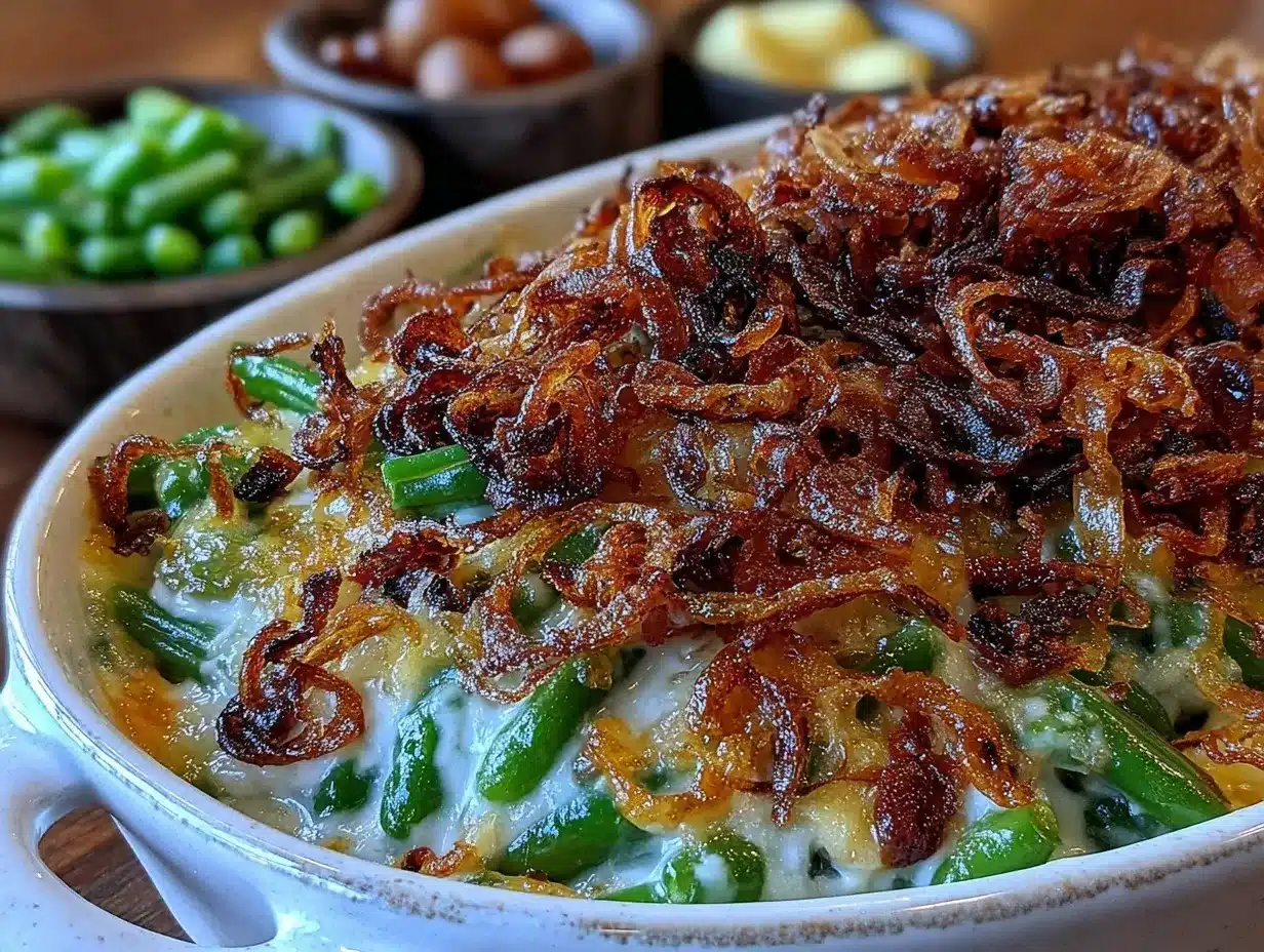 make-ahead caramelized onion green bean casserole preparation steps