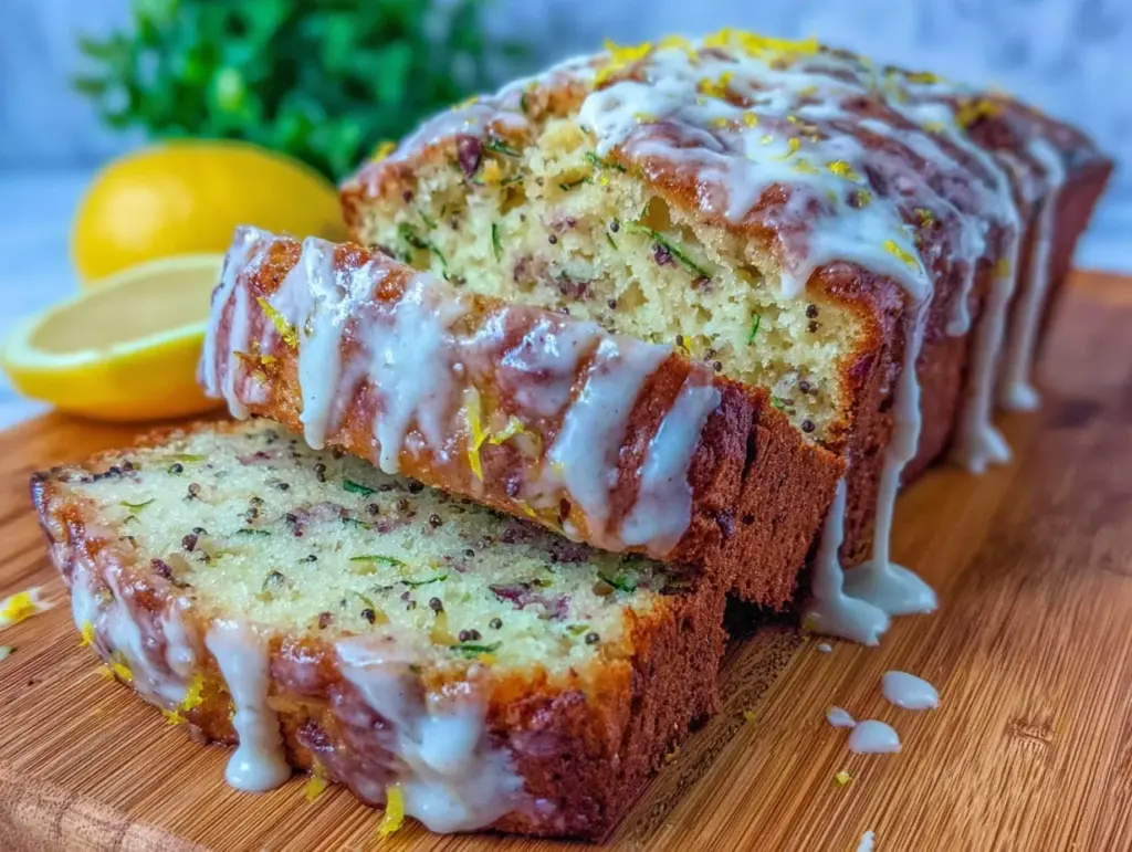 moist lemon poppy seed zucchini bread - featured image