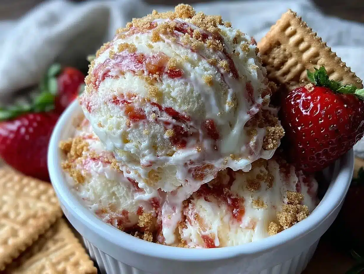 no-churn strawberry cheesecake ice cream preparation steps