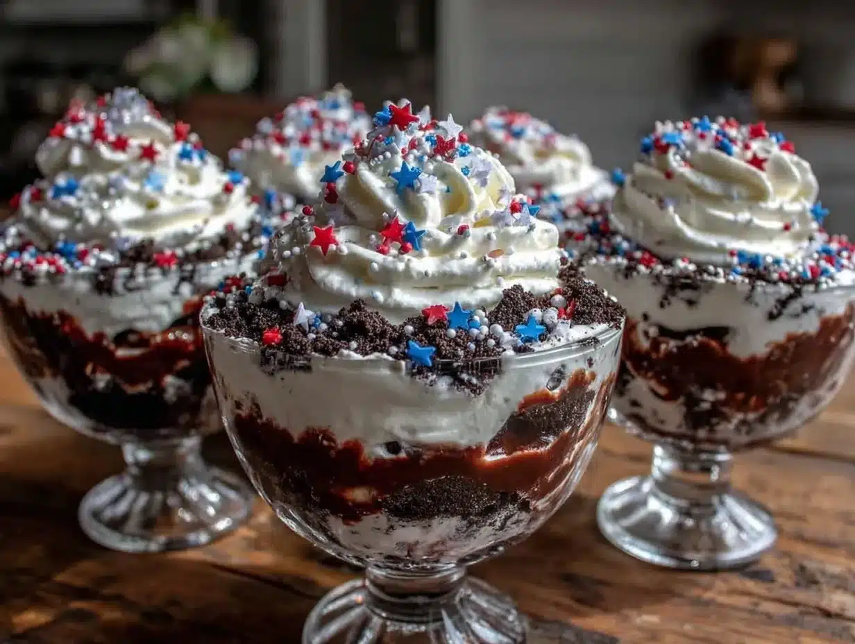 patriotic oreo dirt cups preparation steps