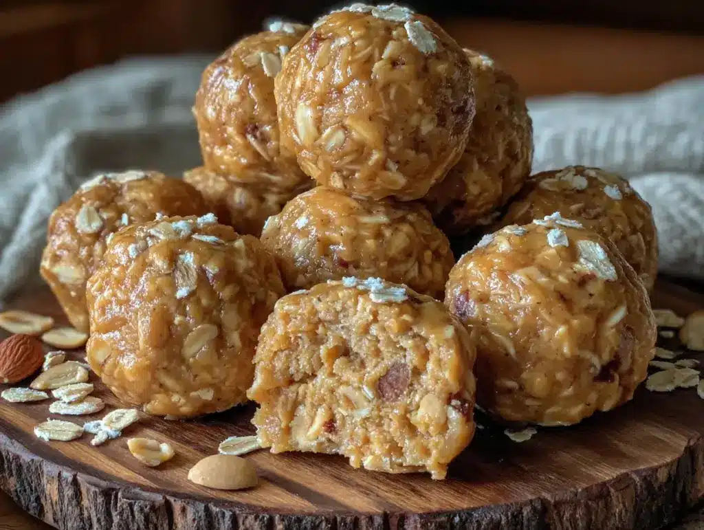 peanut butter oat protein balls - featured image