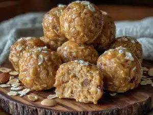 peanut butter oat protein balls - featured image