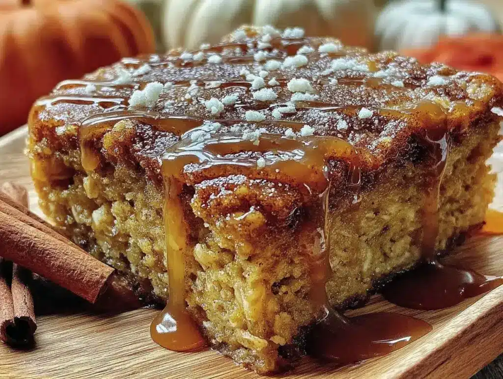 pumpkin cinnamon roll baked oatmeal - featured image