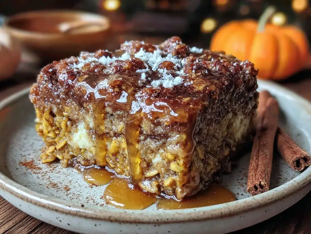 pumpkin cinnamon roll baked oatmeal preparation steps