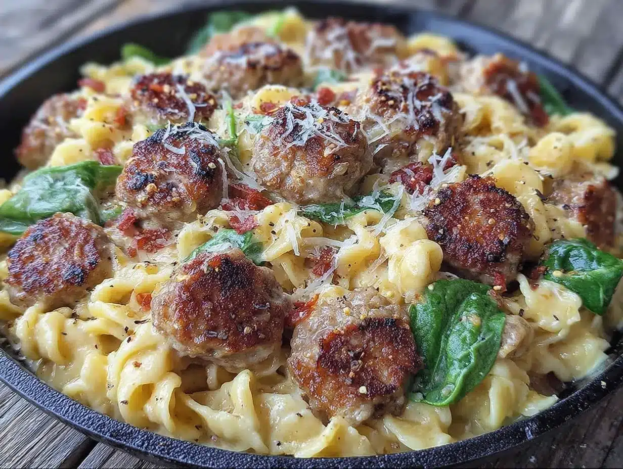 quick creamy italian sausage skillet pasta preparation steps