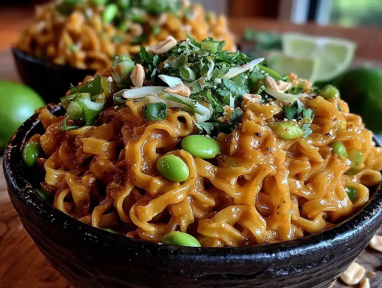 quick creamy thai peanut noodle bowl preparation steps