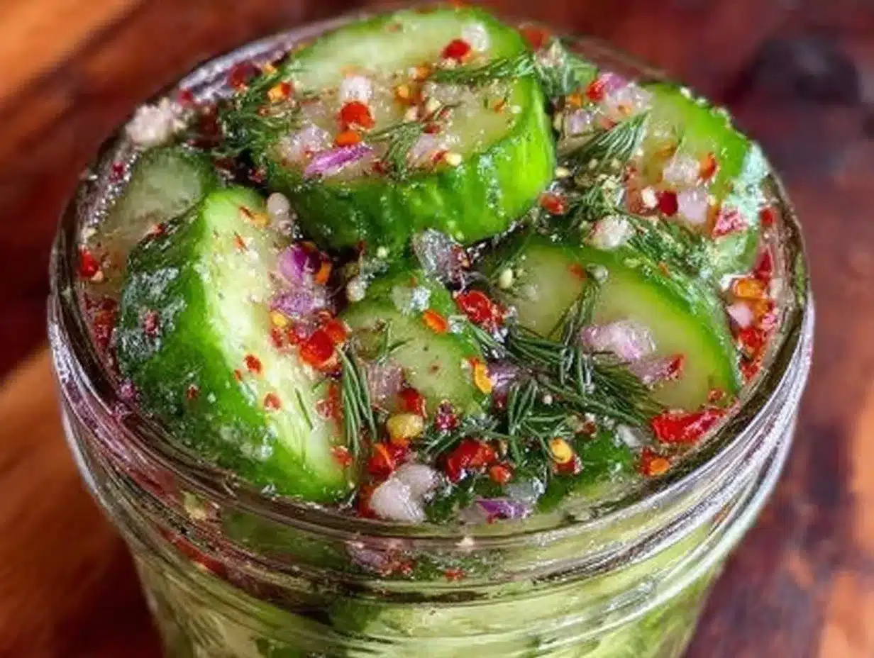 quick spicy garlic dill refrigerator pickles preparation steps