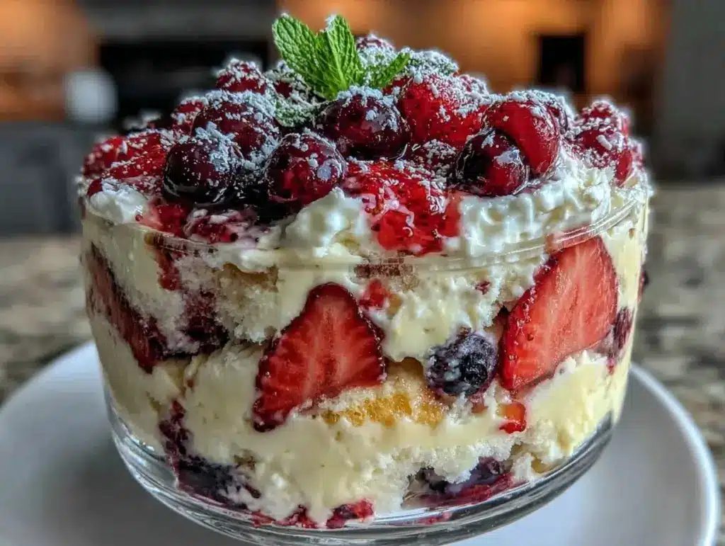 red white and blue layered trifle - featured image