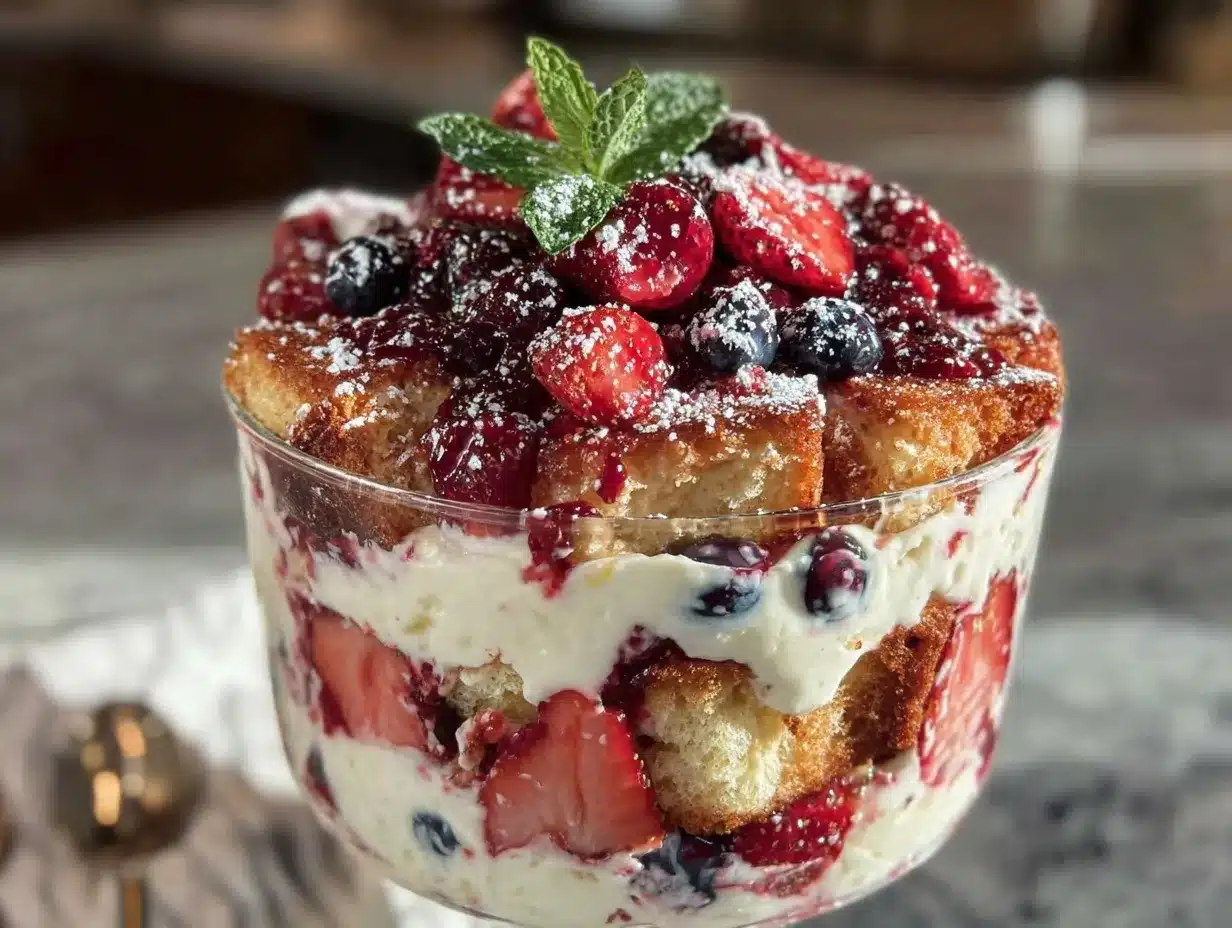 red white and blue layered trifle preparation steps