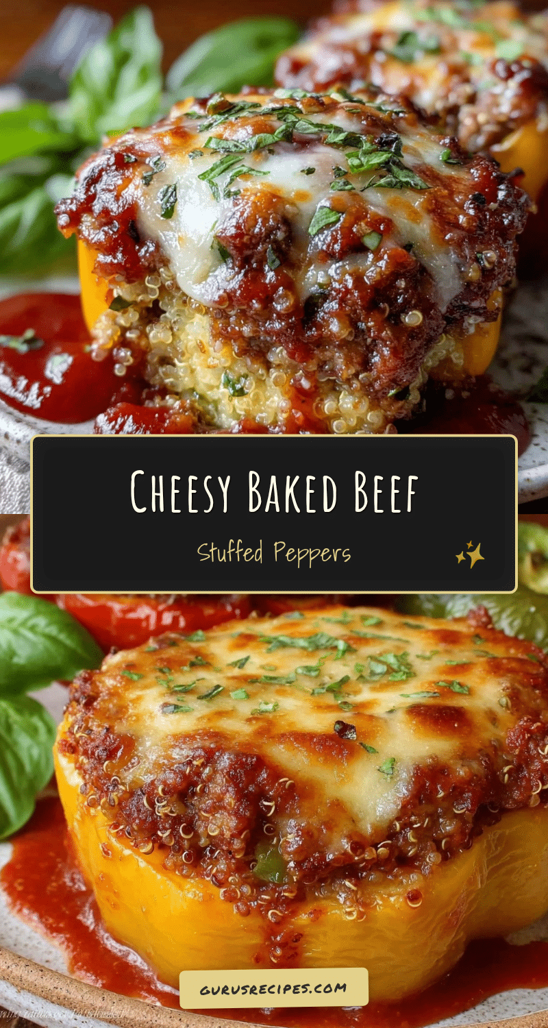 savory cheesy baked ground beef stuffed bell peppers recipe