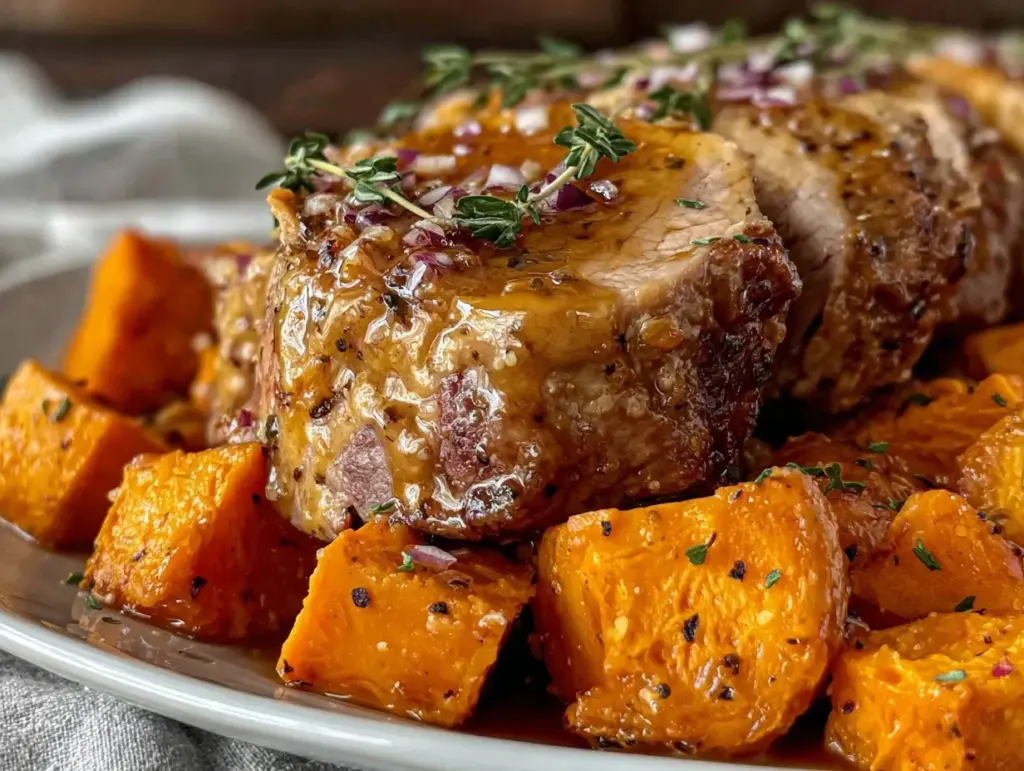 slow cooker honey garlic pork tenderloin - featured image