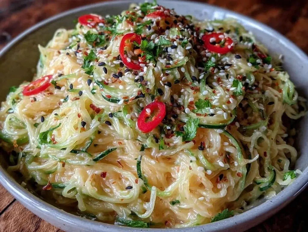 smashed cucumber noodle lunch box - featured image