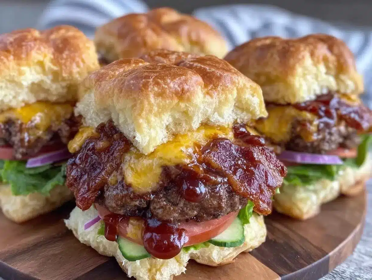 smoky bbq bacon cheeseburger sliders preparation steps