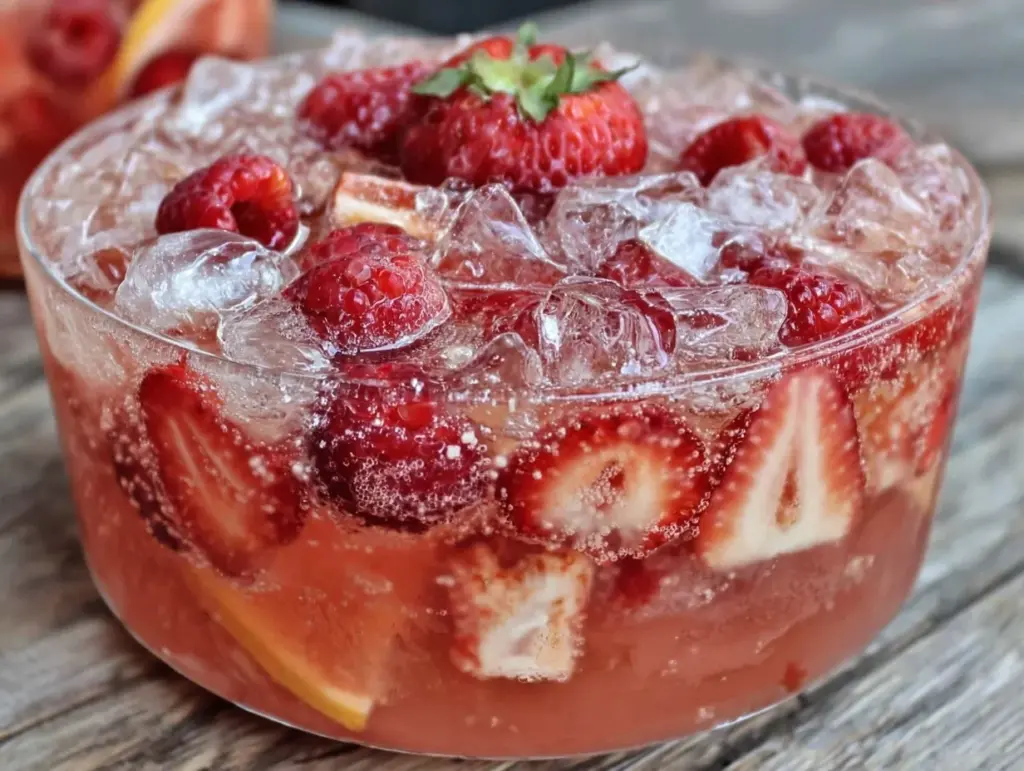 sparkling raspberry lemonade punch - featured image