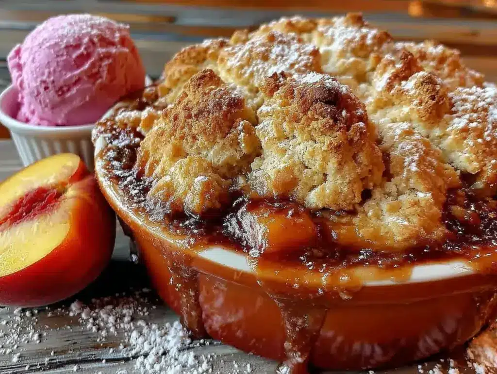 bourbon peach cobbler - featured image