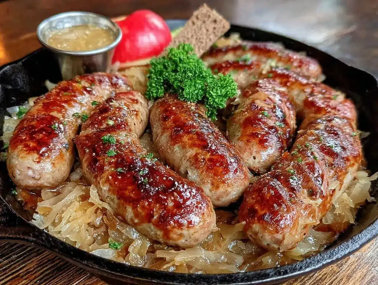 bratwurst and sauerkraut skillet preparation steps