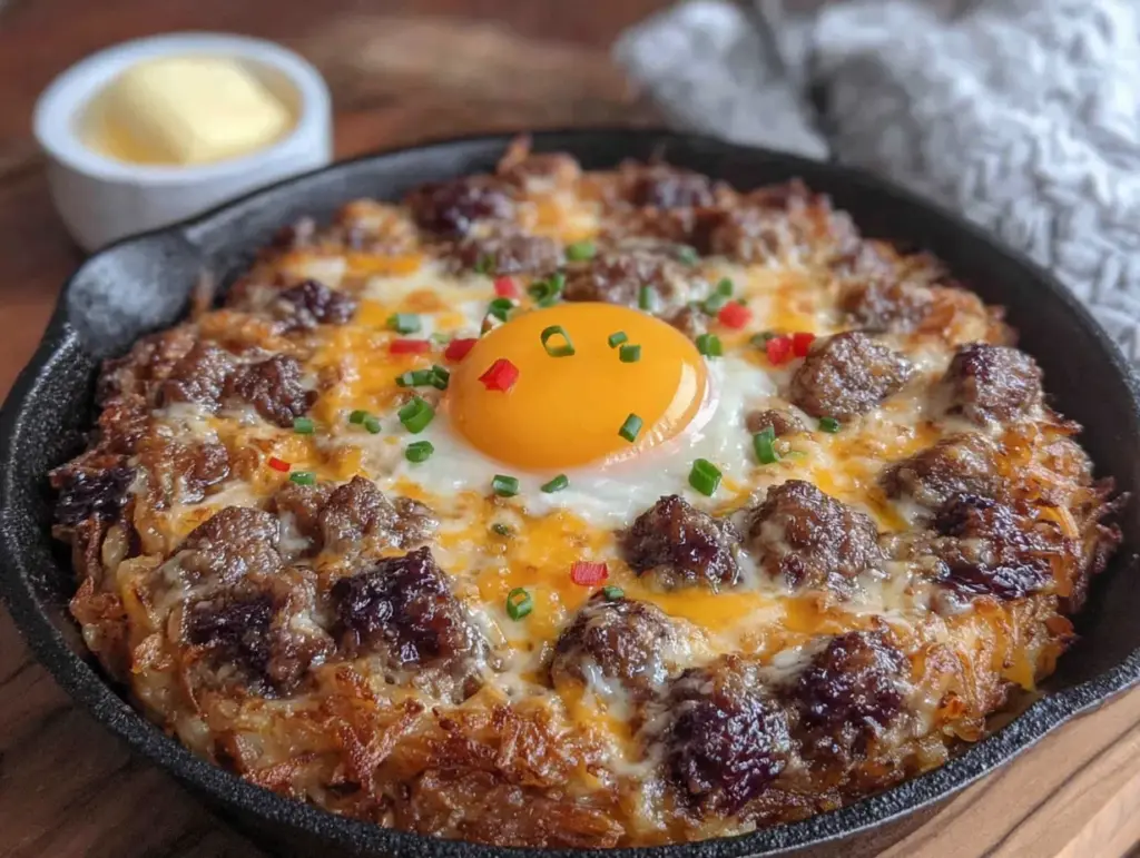 breakfast casserole with hash browns and sausage - featured image