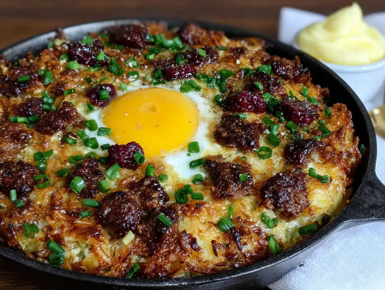 breakfast casserole with hash browns and sausage preparation steps