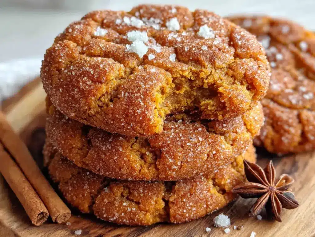 brown butter pumpkin snickerdoodle cookies - featured image