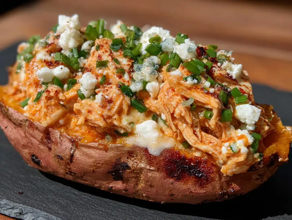 buffalo chicken stuffed sweet potatoes preparation steps