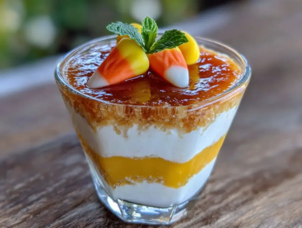 candy corn layered jello cups - featured image