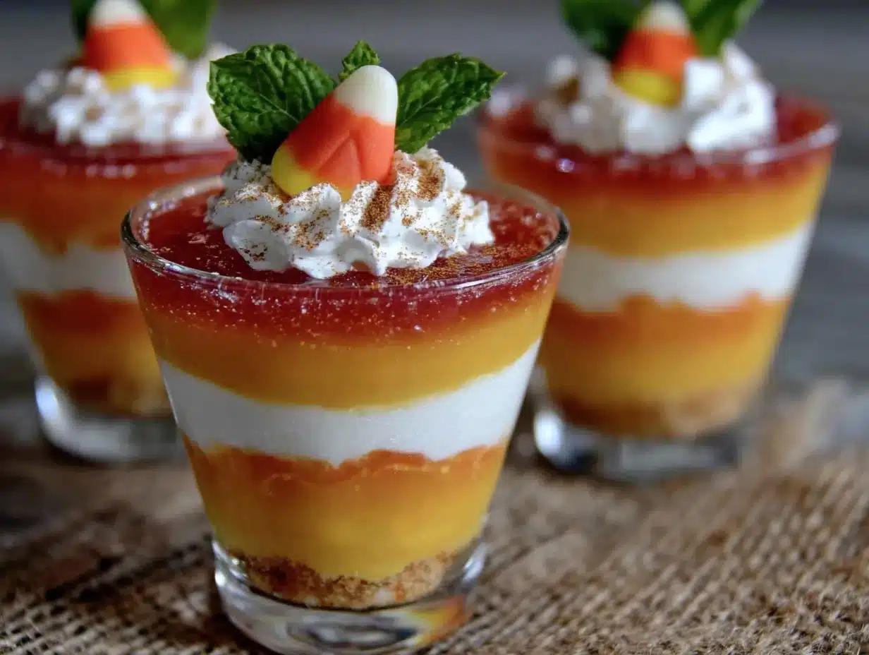 candy corn layered jello cups preparation steps