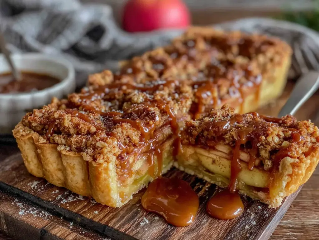 caramel apple slab pie with oat crumble - featured image