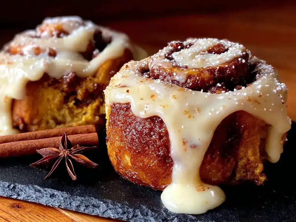 chai-spiced pumpkin cinnamon rolls - featured image