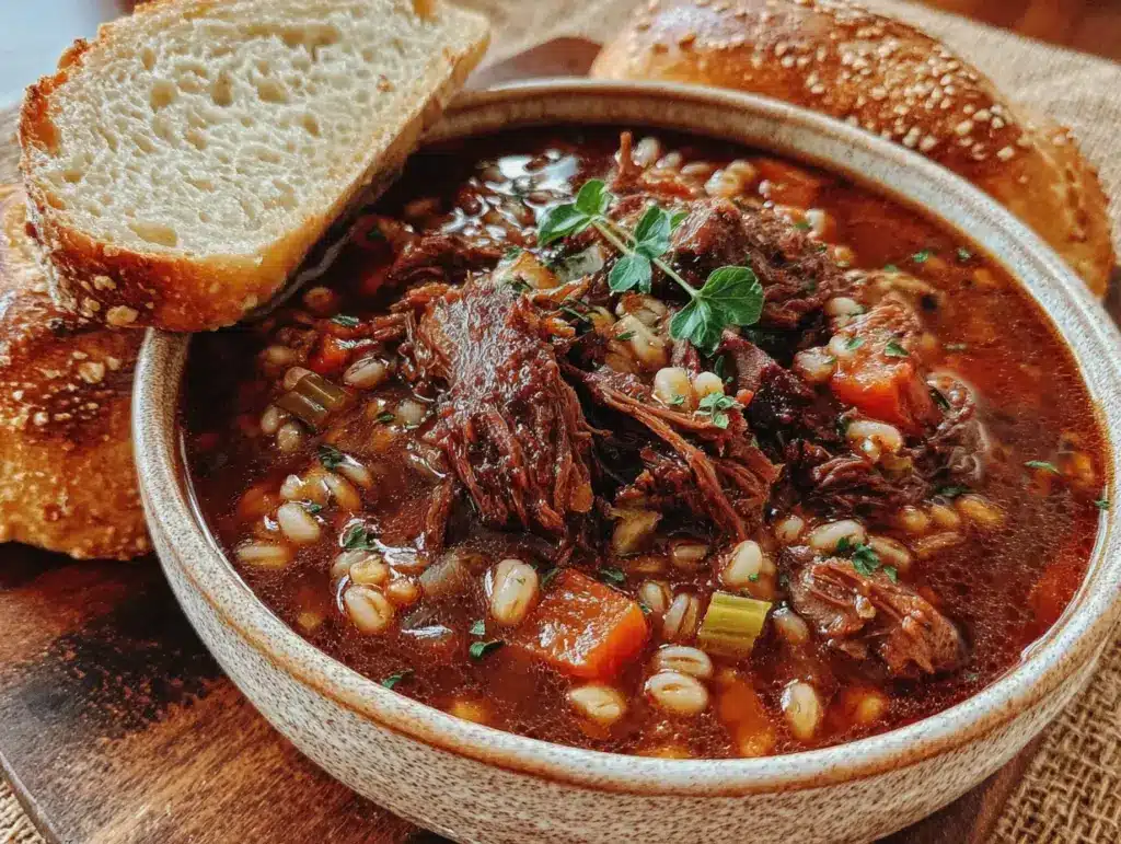 cozy slow cooker beef & barley stew - featured image