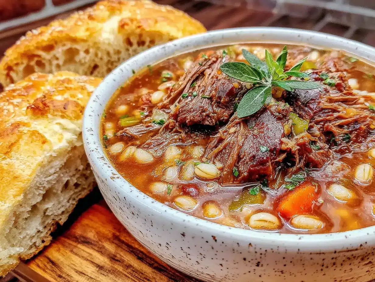 cozy slow cooker beef & barley stew preparation steps