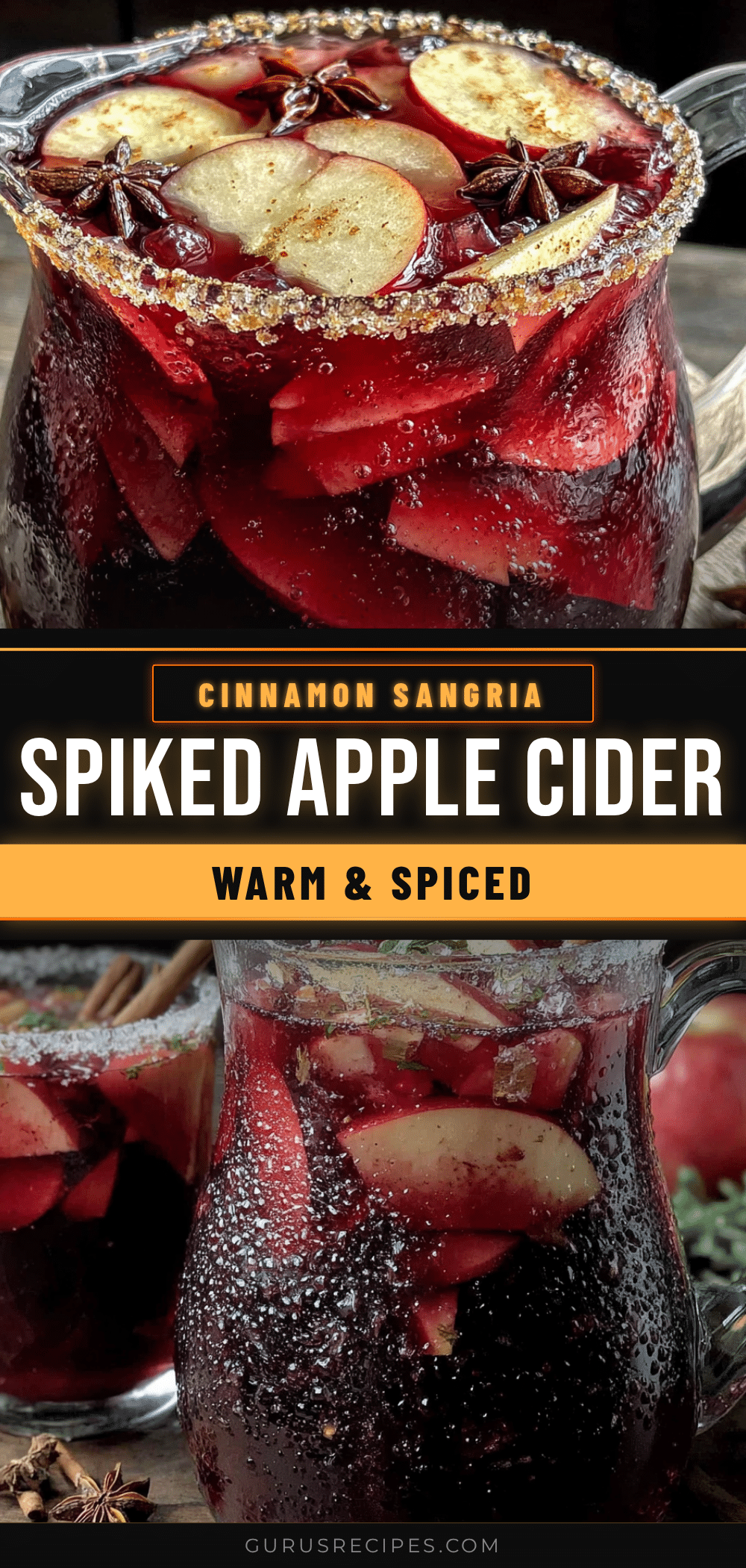 cozy spiked apple cider sangria with cinnamon sticks recipe