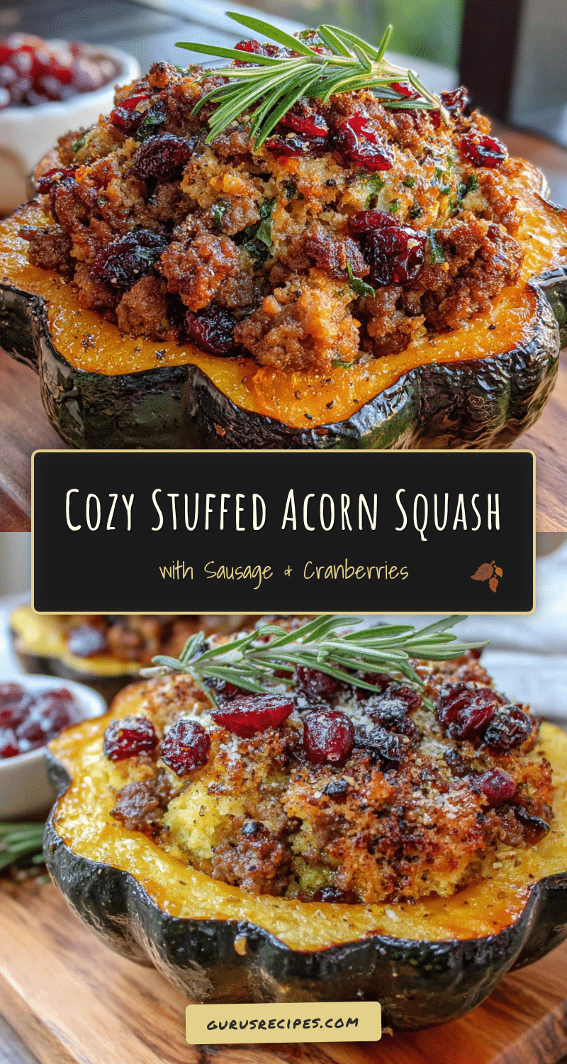 Cozy Stuffed Acorn Squash with Sausage & Cranberries recipe