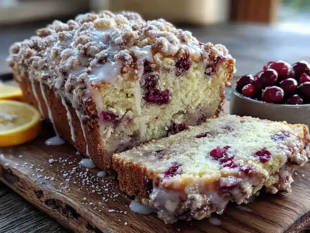 cranberry orange bread with walnut streusel - featured image
