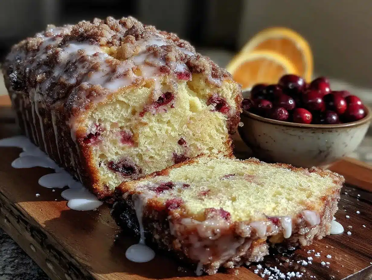 cranberry orange bread with walnut streusel preparation steps