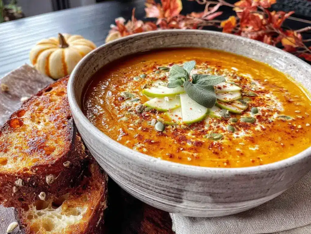 creamy butternut squash apple soup - featured image