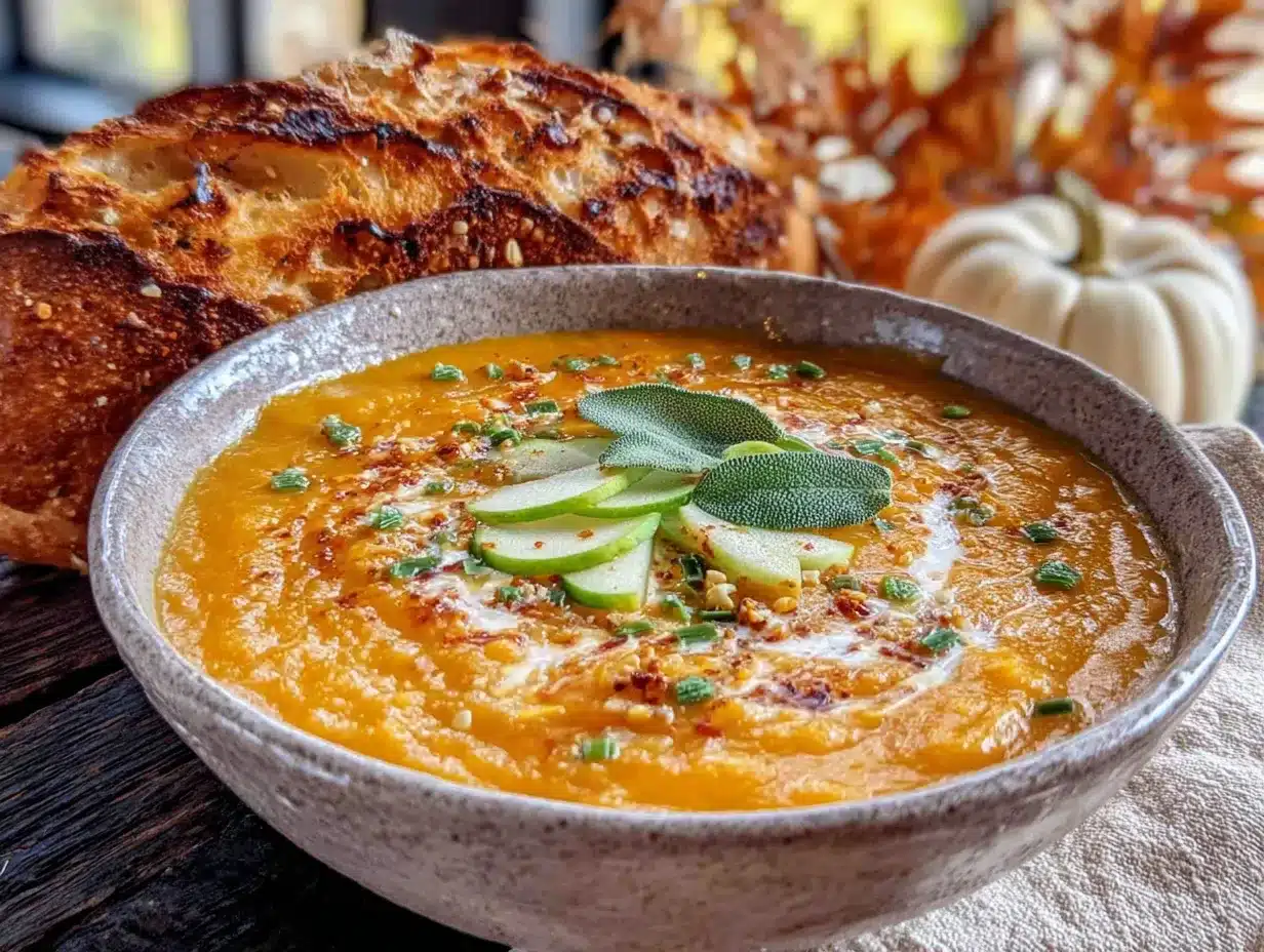 creamy butternut squash apple soup preparation steps