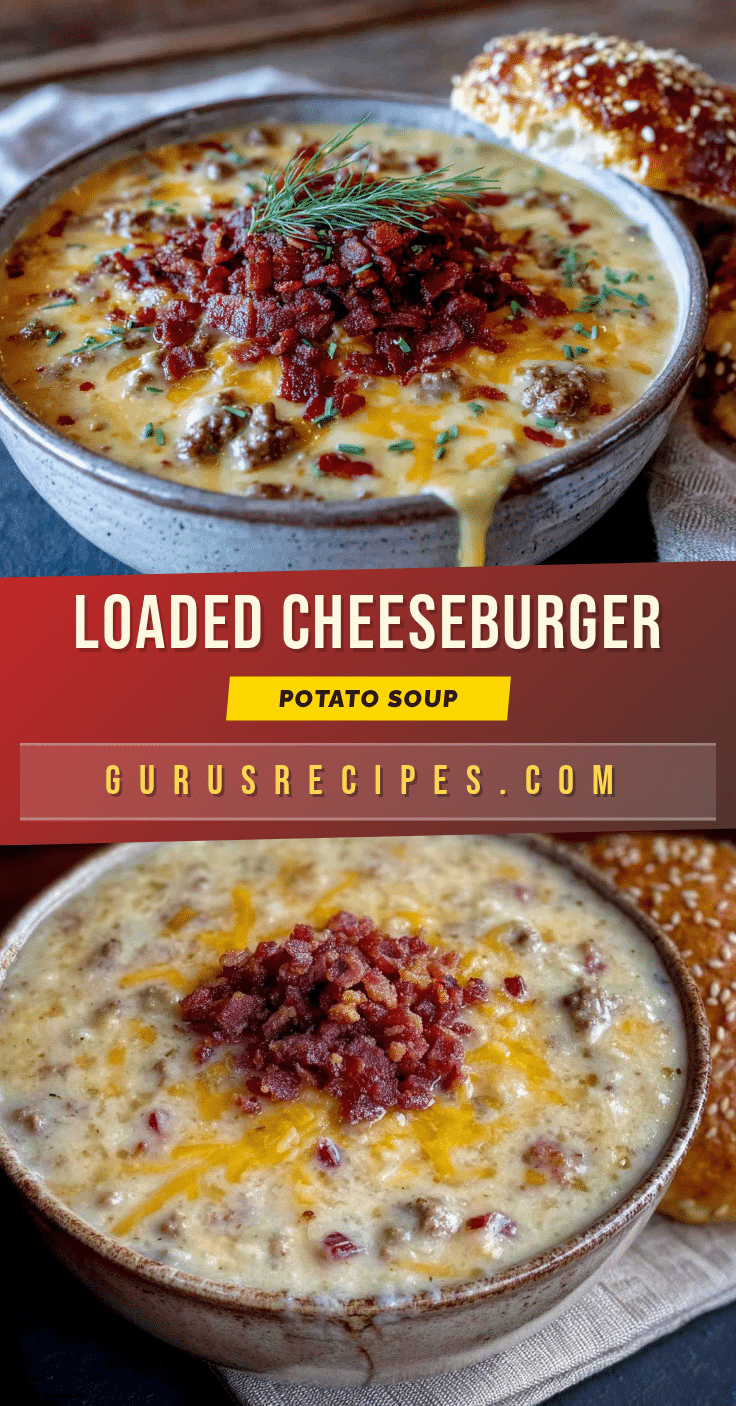 creamy cheeseburger potato soup with bacon recipe