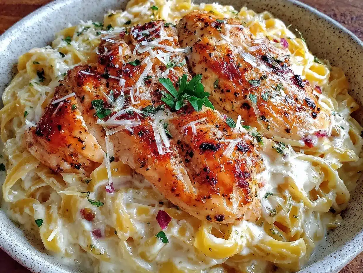 creamy one-pot chicken alfredo pasta preparation steps