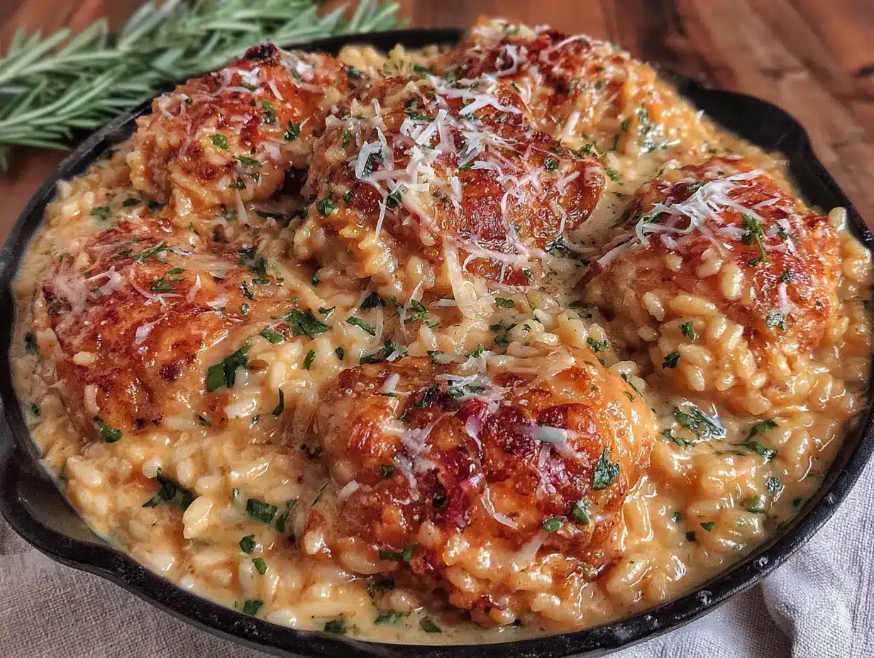 creamy one-pot chicken and rice preparation steps