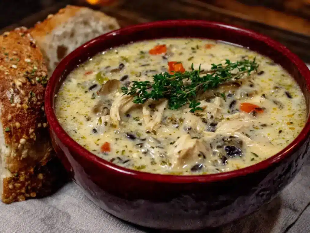 creamy one-pot chicken and wild rice soup - featured image