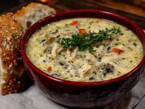 creamy one-pot chicken and wild rice soup - featured image