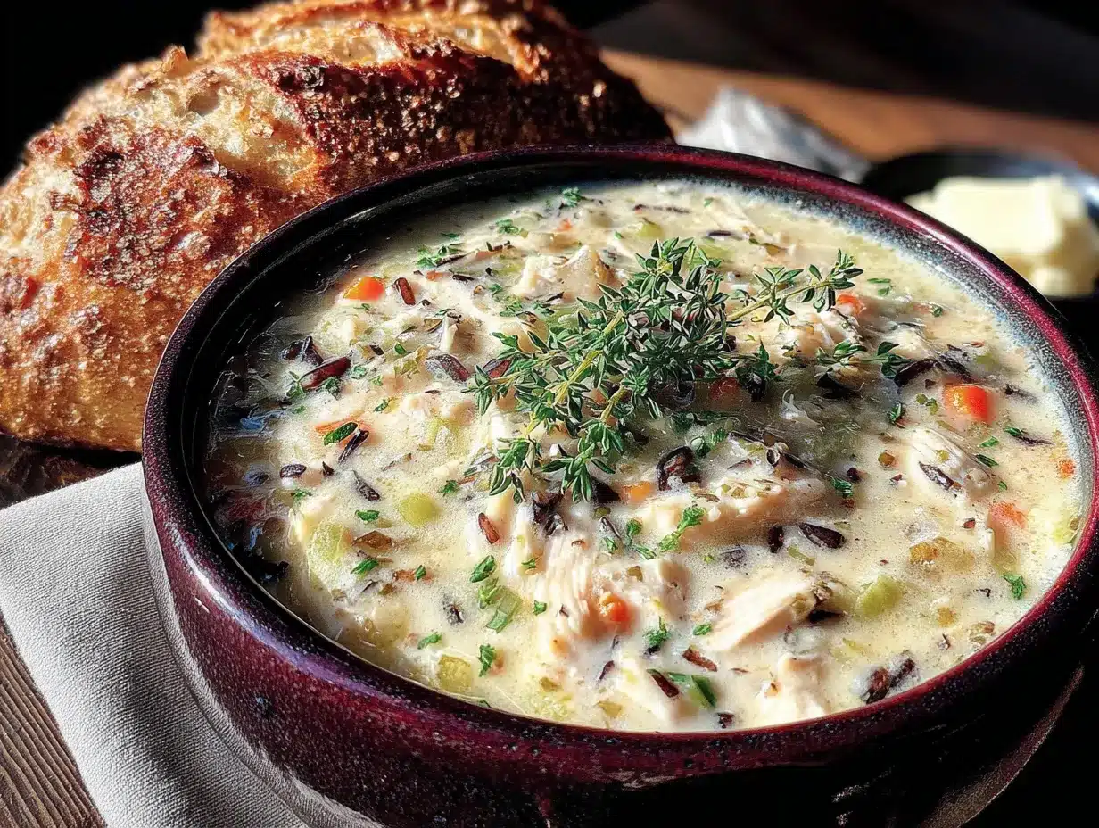creamy one-pot chicken and wild rice soup preparation steps