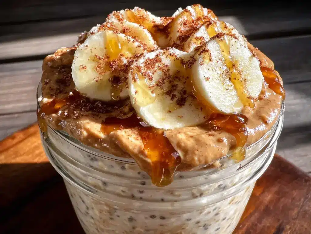 creamy overnight peanut butter banana oats - featured image