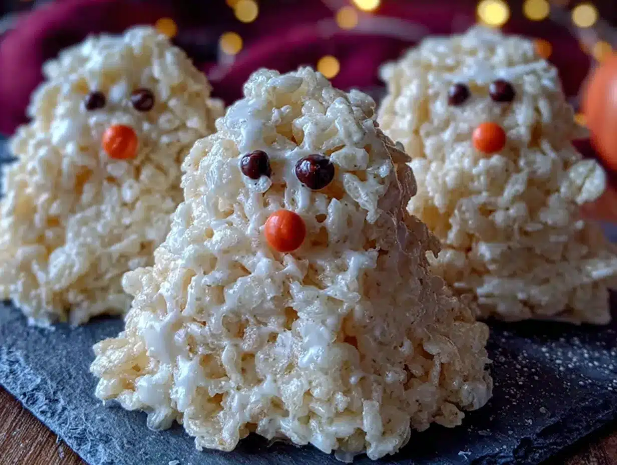 Easy Halloween Rice Krispie Ghost Treats preparation steps